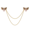 Vintage Biene Brosche in Gold mit doppelter Kette und lila Perlen für Damen - Goldene Biene (XL002-C)