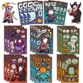 Halloween DIY Make-a-Face sticker sheets with vampire mummy and ghost designs - Default 8 Sheets/Bag