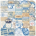 Set de 50 pegatinas de viaje vintage con diseños de correo aéreo para maletas y pc - Estilo de Billete de Viaje Vintage (AZ294)