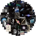 50pcs waterproof vintage space stickers featuring astronauts and planets for luggage - Cosmic Mystery Stamp Style (AZ296)