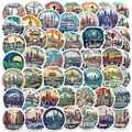 50 vintage reisstickers met wereldmonumenten voor koffers en laptops decoratie - Wereldmonumenten