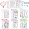Set mit 8 niedlichen Cartoon-Aufklebern für Feiertage und Wochentage für Tagebücher - 8 Blatt/Beutel