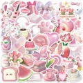 50pcs Korean style 3D pink doodle stickers for laptop and water bottle decoration - Pink 3D Doodle Stickers