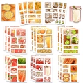 Detail van handgetekende waterdichte zomerfruitstickers met schattige kleurrijke ontwerpen - Fruit Handgetekende Serie