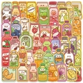 Colorful set of 50 kawaii hand-drawn summer drink stickers for luggage and planners - Cartoon Drink Bottle Series (WES244)
