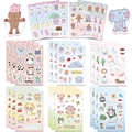 Set mit süßen Zeichentrick-Tieraufklebern mit Bären und Pandas für Scrapbooking-Dekoration - 8 Blatt Pro Beutel