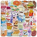 Lot de 50 autocollants de collations de dessins animés pour scrapbooking et déco - 50 feuilles/paquet