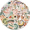 Detailed collage of Boho style waterproof PVC stickers with watercolor animal and nature art - Boho Style (WES169)
