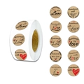 500pcs roll of vintage kraft paper handmade with love stickers for gift packaging seal - Vintage Mixed Patterns (JJT076)