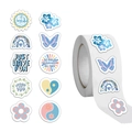 Blue INS style waterproof roll stickers with sun and rainbow patterns for gift bags - Blue (Multiple Patterns)