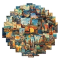 Set di 50 adesivi paesaggistici vintage con monumenti disegnati a mano per decorazione - Paesaggio Vintage (PMS227)