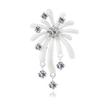 Eleganter weißer Feuerwerk Blumen Brosche mit funkelnden Kristallen und Hänger-Anhängern - Feuerwerk-Stil (B068-A)