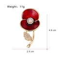 Red poppy flower brooch pin with red enamel petals, pearls, and crystals, 4.9cm height - Red Poppy Pearl Style (C426-A)