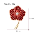 Spilla a forma di papavero con cristalli rossi scintillanti e petali dorati con gemma - Stile Papavero Rosso Strass Righe (C427-A)