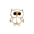 Broche de búho dorado con diseño hueco y ojos de piedras negras para accesorios - Dorado (D089-A)
