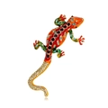 Spilla vintage a forma di lucertola con smalto colorato e strass per stile di lusso - Stile Rosso-Arancio (A087-B)