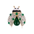 Exquisite golden ladybug brooch with green crystals and sparkling diamond accents - Green Gemstone Ladybug Style (C908-A)