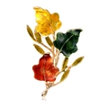 Spilla vintage a foglia d'acero dorata con smalto rosso, giallo e verde vivace - Sfumatura Rosso-Giallo-Verde (DR023-B)