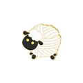 Cute sheep yarn ball enamel pin with white wool texture and polished golden metal edges - Yarn Ball Sheep (xz3850)