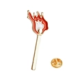 Enamel lapel pin in burning matchstick shape with red flame and gold metal finish - Matchstick Style (XZ351)