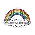 Rainbow cloud enamel pin badge with Follow Your Daydream text for denim jacket - White Cloud Rainbow-Follow Your Daydream Style (xz1631)