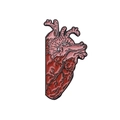 Cartoon anatomical heart enamel pin with red and pink details on white background - Red Realistic Anatomical Heart (XZ2134)