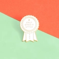 Funny Only Cried A Little enamel medal brooch with gold trim on colorful background - Medal Shape (XZ2800)
