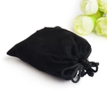 Black velvet drawstring jewelry pouch with woven cords for gift packaging - Black Velvet Storage Bag (p-036)