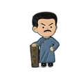 Cartoon Lu Xun Emaille-Pin mit 'I quit' Schild, stilvolle Metallbrosche für Rucksäcke - Cartoon-Figurenstil (XZ4688)