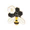 Enamel bee and flower brooch set with golden finish and Bee Kind engraving - Bee And Flower Style (XZ3307)