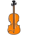 Broche de violín en esmalte naranja vibrante de aleación con finos detalles negros - Estilo Violín