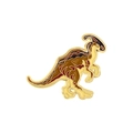 Lindo pin esmaltado de dinosaurio Parasaurolophus con acabado marrón y bordes dorados - Estilo Parasaurolophus (XZ6973)
