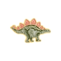 Pin esmaltado de estegosaurio verde oscuro con placas rosas y bordes dorados - Estilo Estegosaurio (XZ6975)