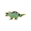 Cute cartoon triceratops enamel pin in green and blue finish with golden metal edges - Triceratops Style (XZ6977)