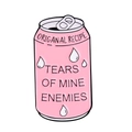 Pink soda can enamel pin with funny Tears Of My Enemies text for bags and clothing - Pink Soda Can Style(XZ7175)