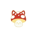 Détail du pin's émaillé champignon chat avec chapeau rouge à pois et bords dorés - Champignon à Pois Rouges et Blancs avec Oreilles de Chat (xz4187)