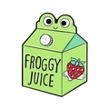 Spilla smaltata cartoon a forma di cartone di latte rana verde con Froggy Juice - Confezione di Succo di Rana (XZ7391)