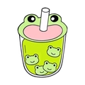 Cartoon green frog milk tea enamel pin badge for clothes and bags decoration - Frog Milk Tea Cup (XZ7392)
