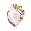 Artistic enamel heart pin with purple organ design and white sea shell accents - Purple Heart Snail Style (XZ7409)