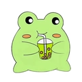 Spilla in lega con simpatica rana verde che beve bubble tea, distintivo per borse e abiti - Rana che tiene il Tè al Latte (XZ7393)