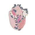 Spilla smaltata a cuore anatomico con dinosauri a cartone animato in rosa e oro - Stile Dinosauro Cuore Rosa (XZ7410)