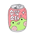 Cute pink watermelon soda can enamel pin featuring a cartoon frog character - Watermelon Soda Can (XZ7394)