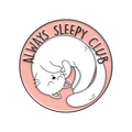 Pink Always Sleepy Club cat enamel pin featuring a sleeping white kitten graphic - Pink Round White Cat Style (xz7495)
