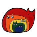 Regenbogen-Katzen-Emaille-Pin mit fünf verschachtelten Katzenfiguren in bunten Farben - Gestapelte Katzen Stil (XZ7144)