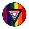 Runder Emaille-Anstecker mit Rainbow Progress Pride Design und bunten Inklusionsfarben - Runder Progress Flag Stil (XZ7146)