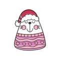 Cute cartoon seal badge wearing a red Christmas hat and pink striped sweater - Seal Wearing Santa Hat (XZ7474)