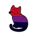 Cute enamel cat pin badge featuring colorful stripes in a sitting cat silhouette - Gradient Striped Cat (xz7482)