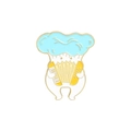 Cartoon enamel pin featuring a white character with blue cloud hat playing yellow organ - Little Person with Cloud Hat Playing Organ (xz3141)