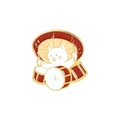 Lindo pin de esmalte de gato blanco tocando batería roja con bordes dorados - Estilo Gato Baterista (xz3870)