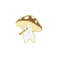 Lindo pin esmaltado de duende hongo con sombrero marrón tocando trompeta dorada - Estilo Gato Flautista (xz4158)